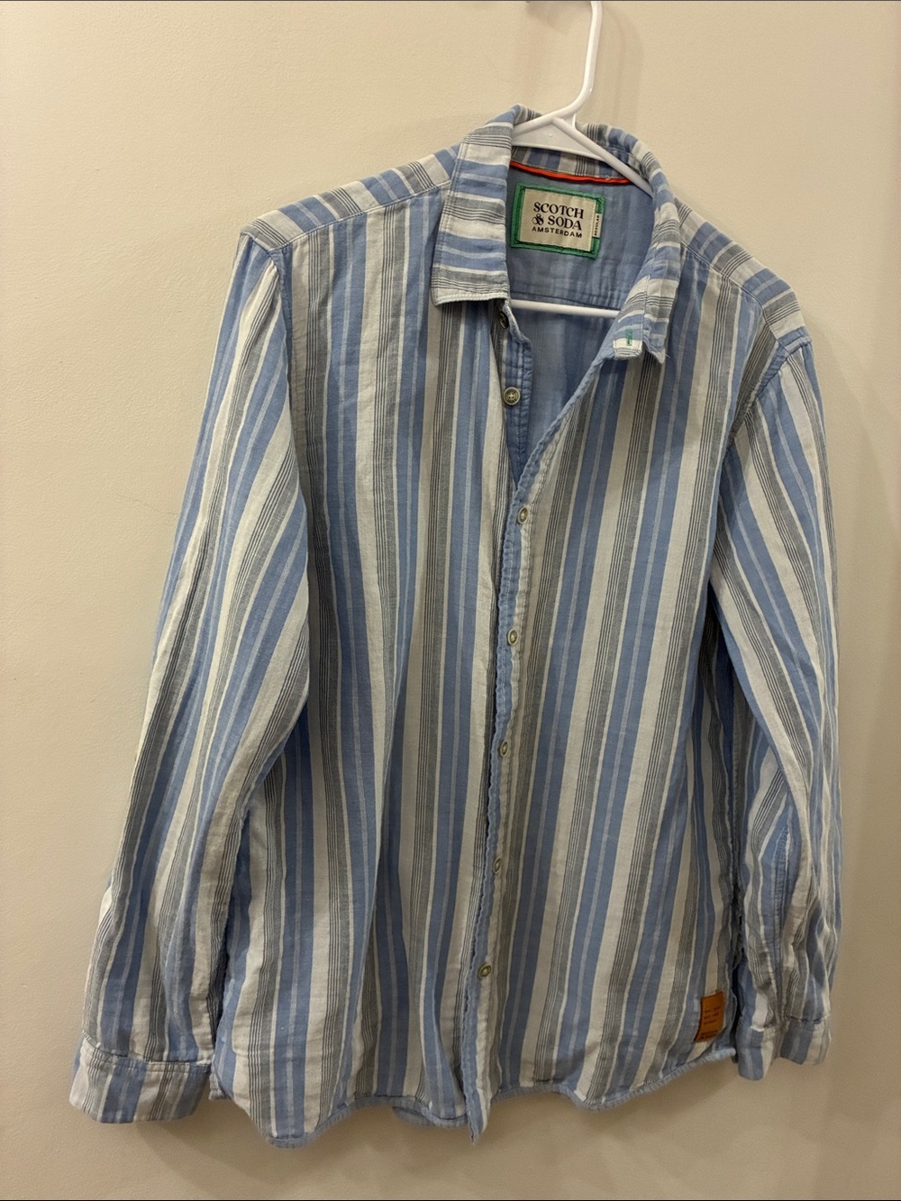 Scotch & Soda Light Blue striped - island time - Casual Shirt - medium - cotton
